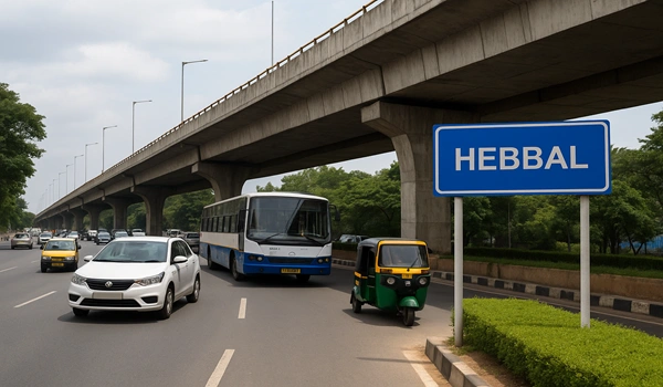 Map showing how close Hebbal is to Godrej Woods in North Bangalore location