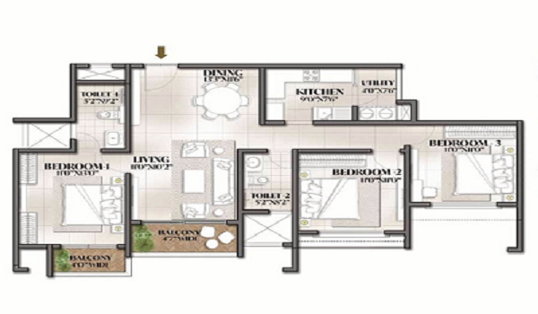 Godrej Woodscapes 3 BHK Floor Plan